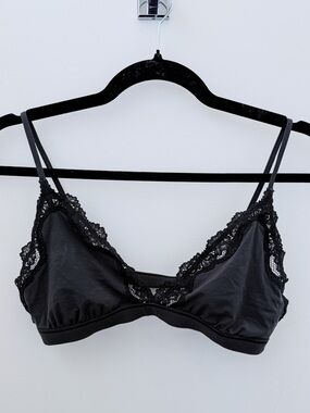 SKIMS Fits Everybody Lace Triangle Bralette Black XL